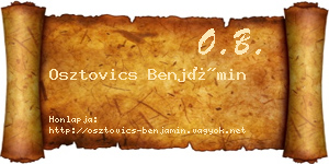 Osztovics Benjámin névjegykártya